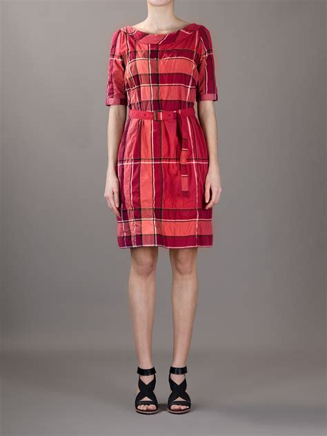 burberry red plaid dress|burberry pleated neck franny dress.